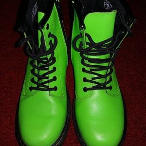 Dr. Martens bright green boots